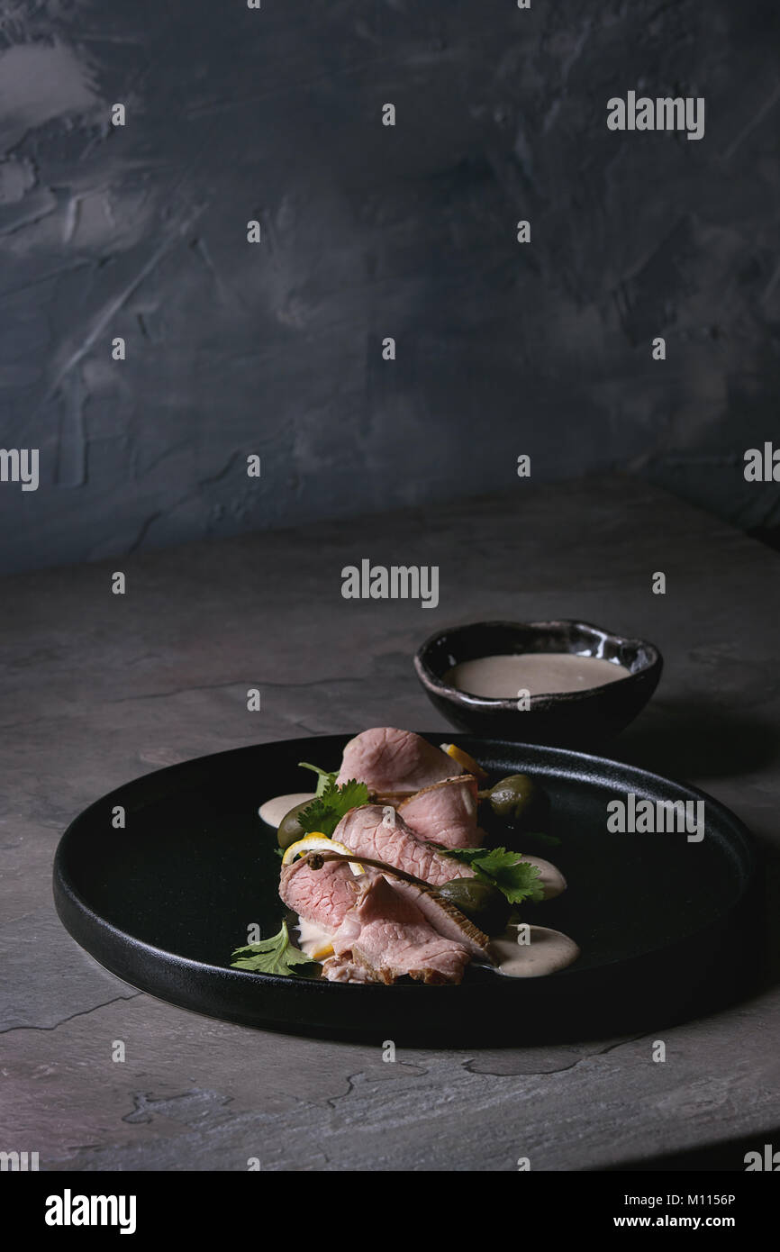 Veal with tuna sauce vitello tonnato Stock Photo Alamy