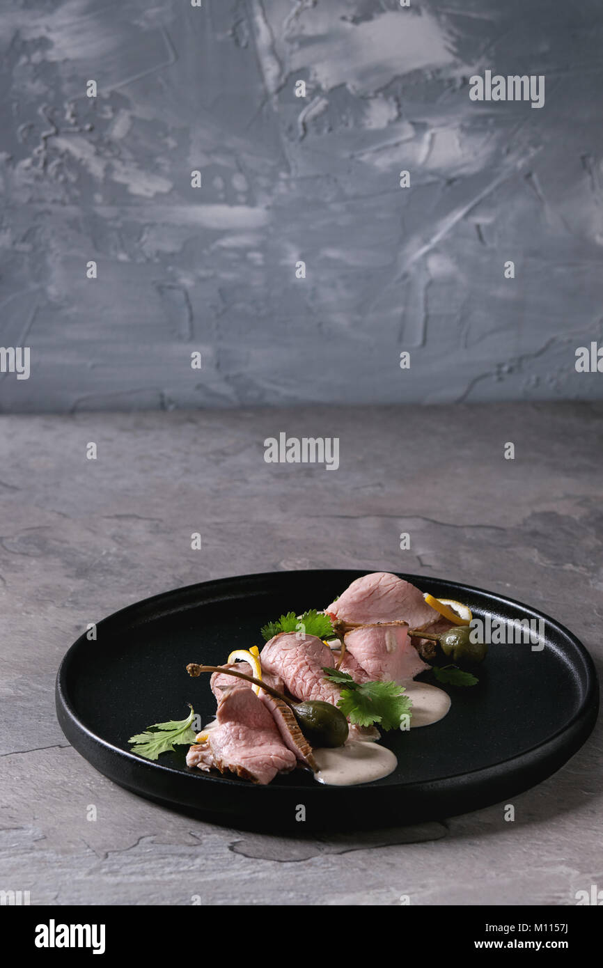 Veal with tuna sauce vitello tonnato Stock Photo Alamy