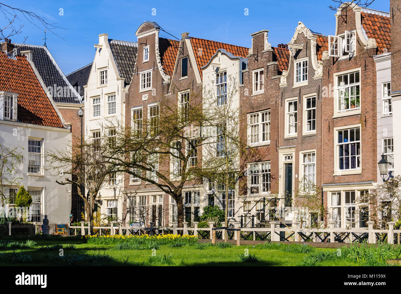 Patio in the medieval Begijnhof in Amsterdam, Holland Stock Photo