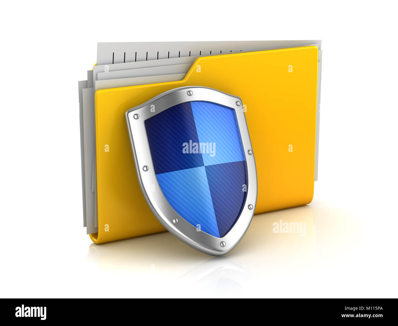 File Protection Concept , This is a 3d rendered computer generated image. Isolated on white. Stock Photo