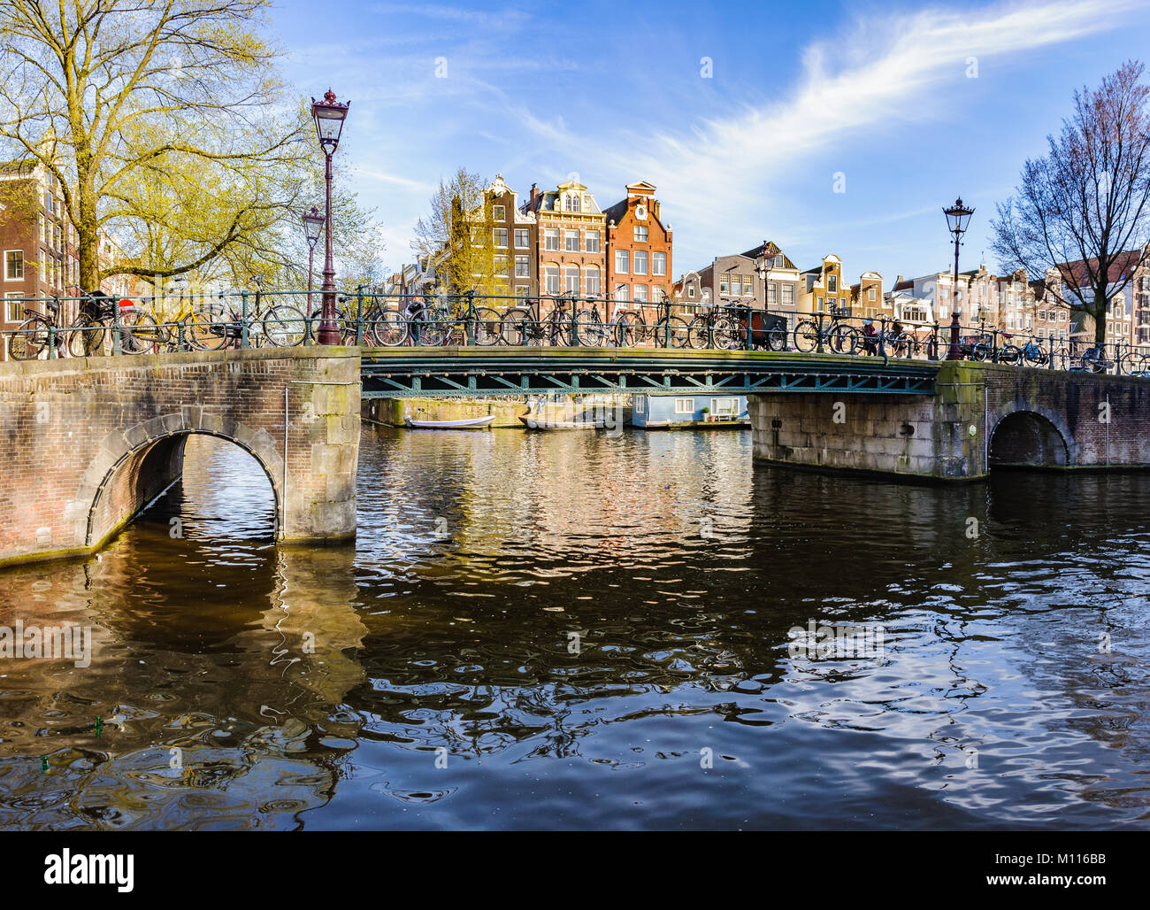 Bridge on the UNESCO World Heritage Canals of Amsterdam, Holland Stock Photo