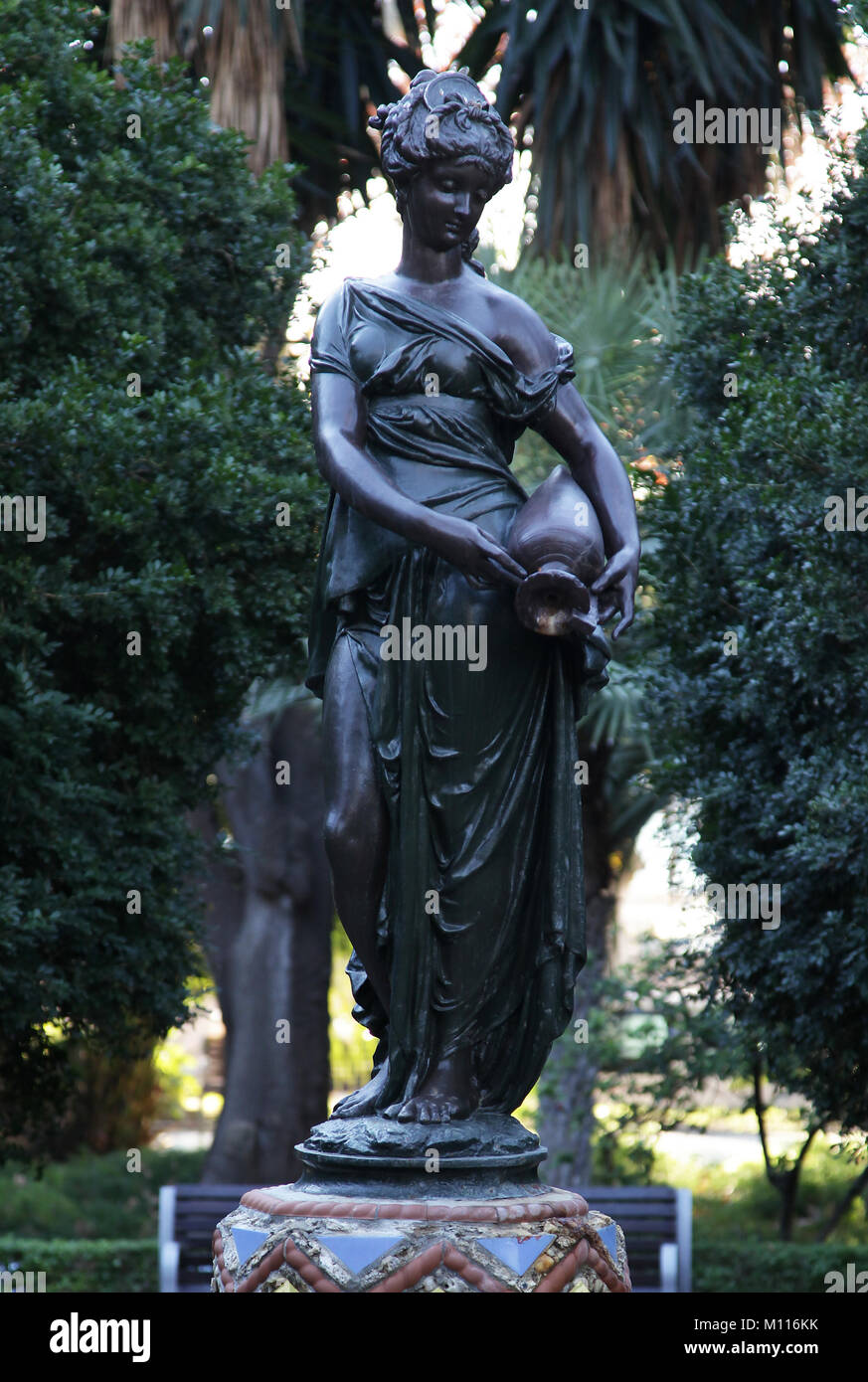 Statues at Paseo del Parque in Malaga Spain Stock Photo Alamy