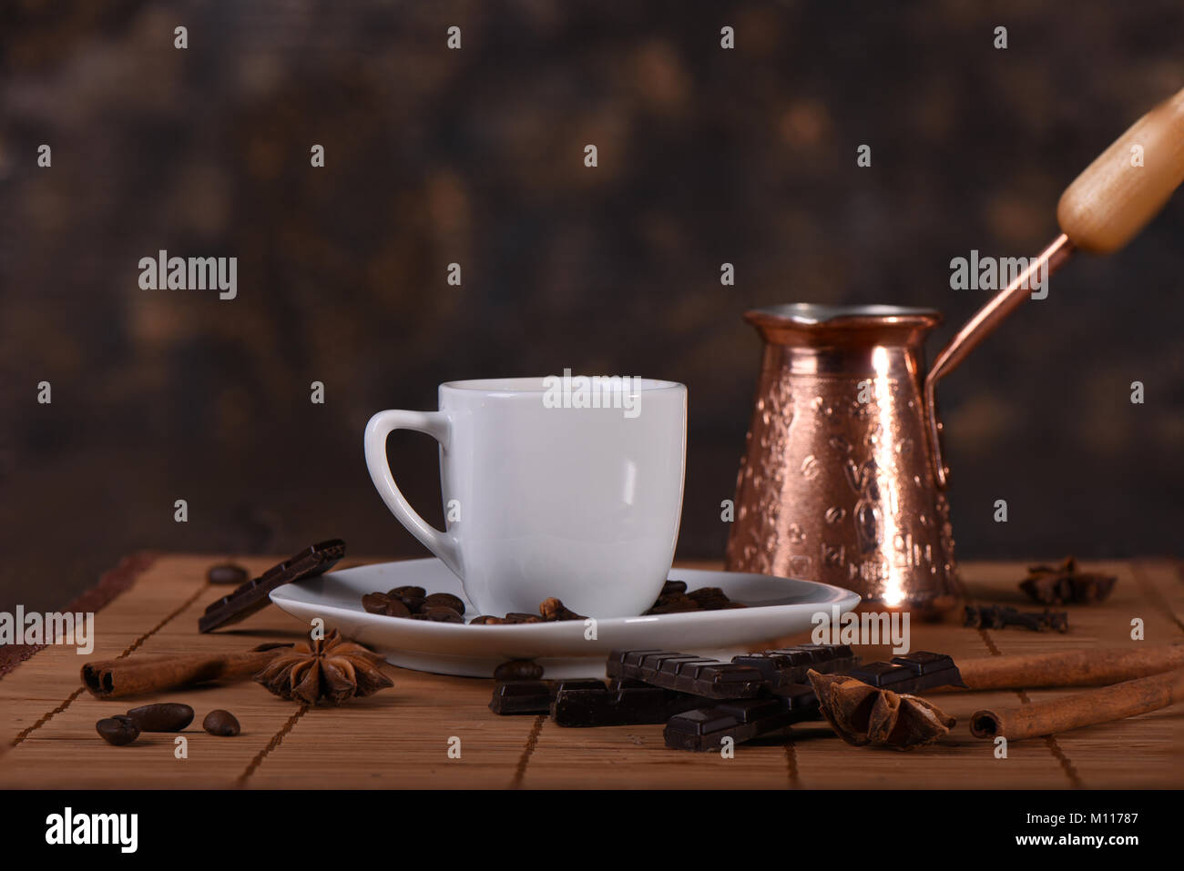 Coffee table with coffee beans Stock Photo Alamy