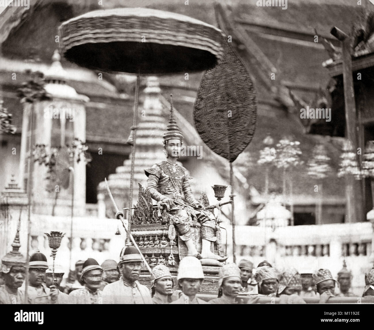'Chulalongkorn the Great', Rama V, King of siam 1868 to 1910, in procession, Siam (Thailand) 1880's Stock Photo
