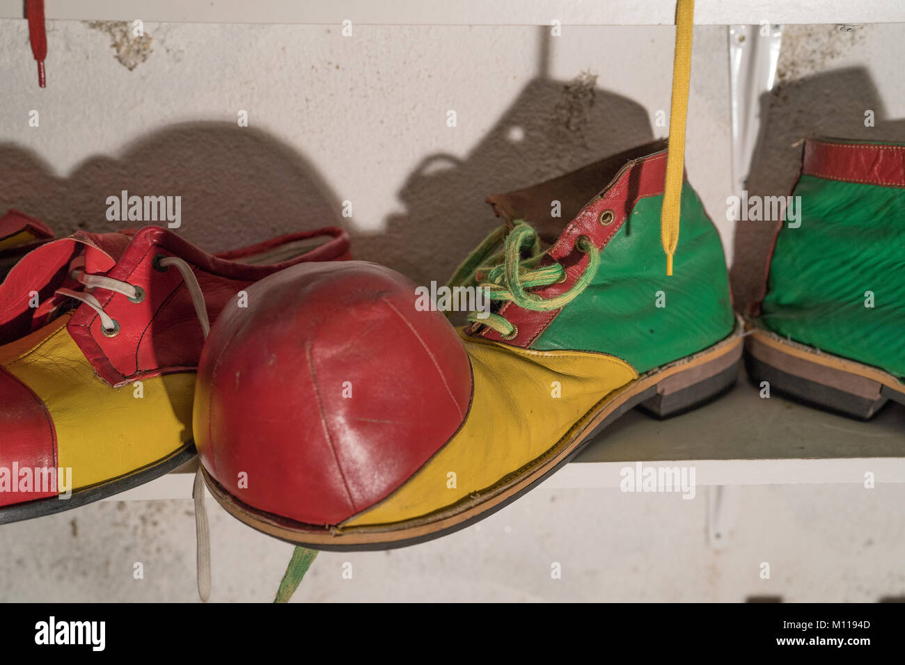 Traditional clown's shoes in the Clowns Gallery and Museum in London ...