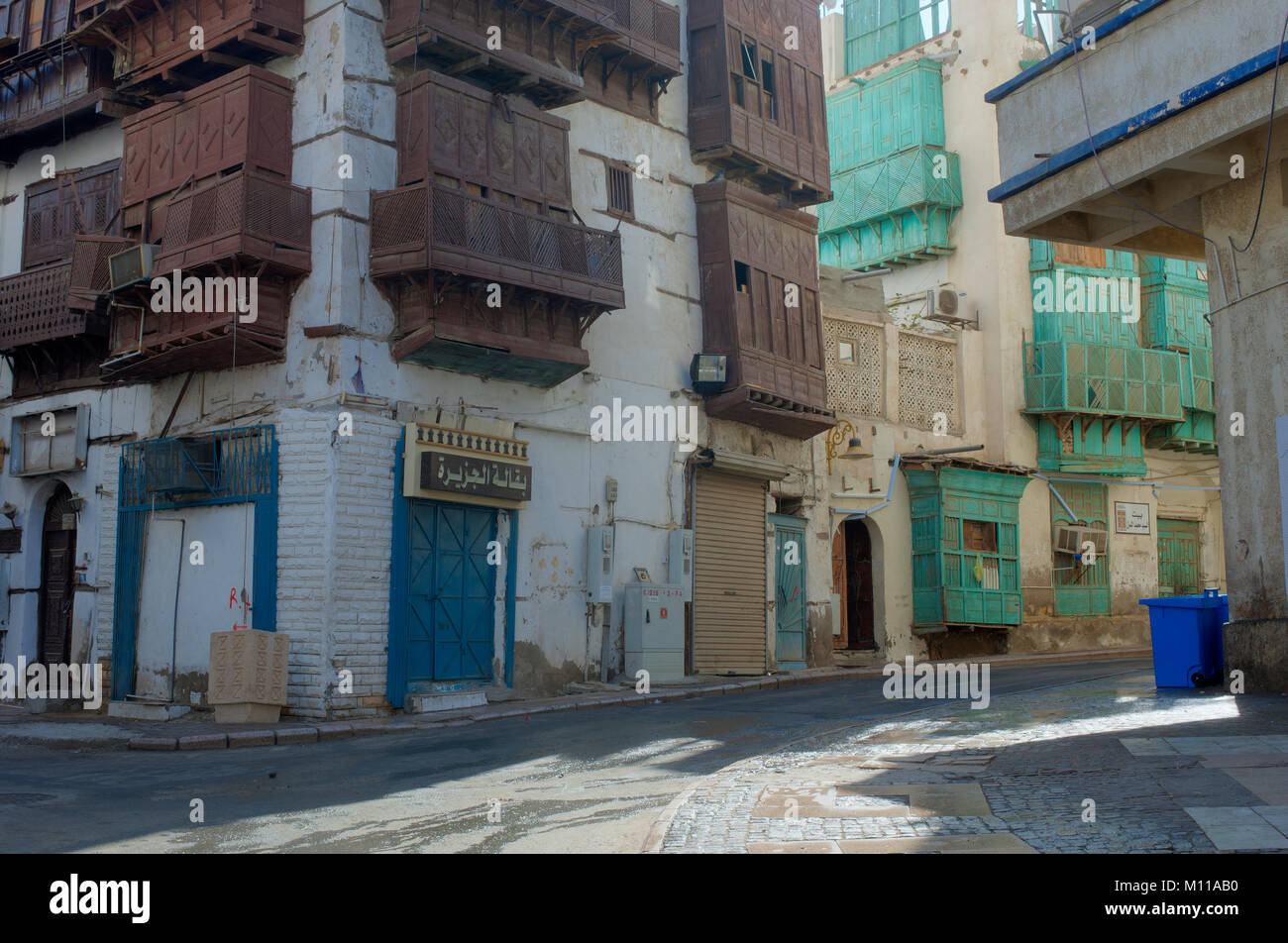 Jeddah Old City Buildings and Streets, Saudi Arabia Stock Photo