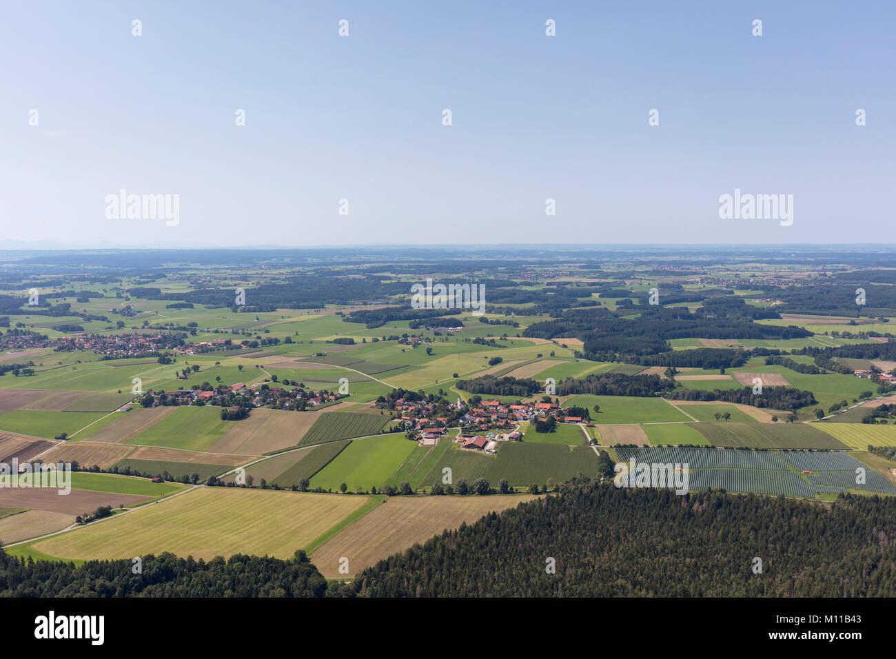 Aerial view of Dettenhofen and Pitzeshofen, Bavaria, Germany Stock Photo