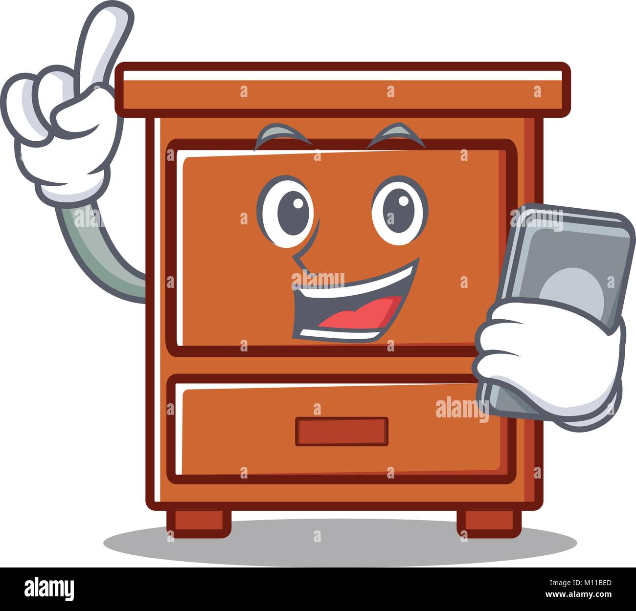 With phone wooden drawer character cartoon Stock Vector Image Art Alamy