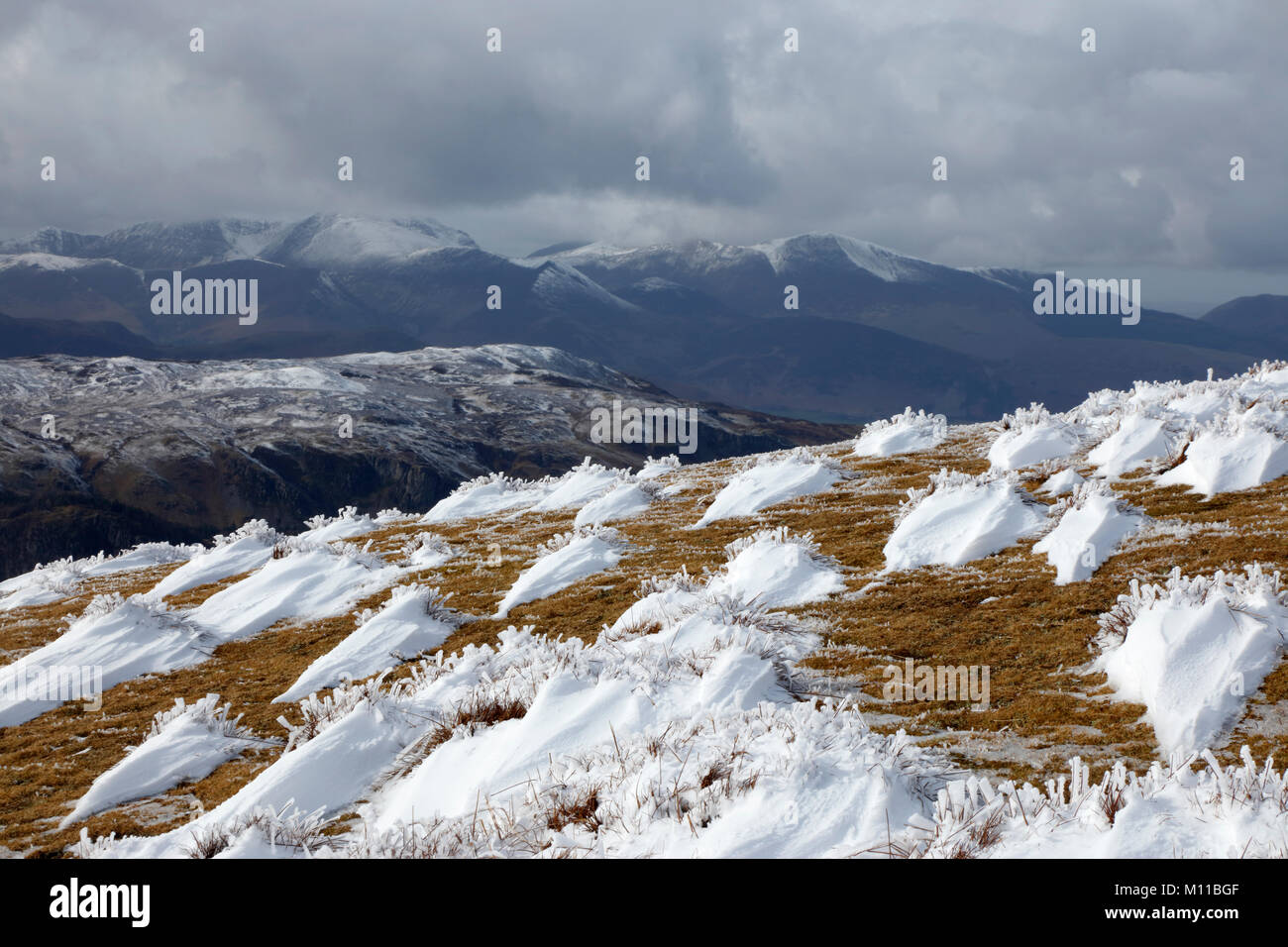 View from Stybarrow Dodd towards Grisedale Pike and Crag Hill, Lake District, Cumbria, England, UK Stock Photo