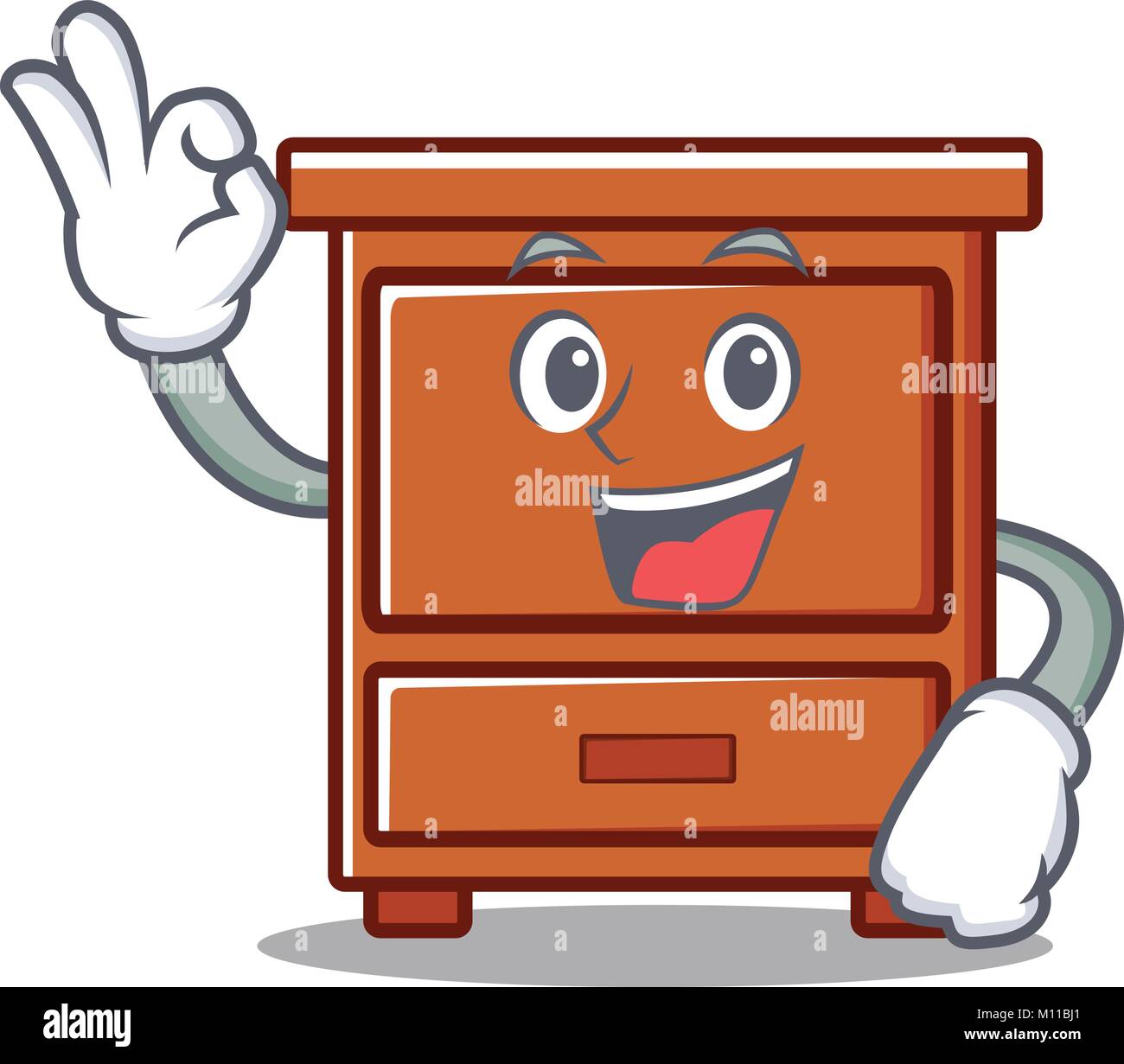 Okay wooden drawer character cartoon Stock Vector Image Art Alamy