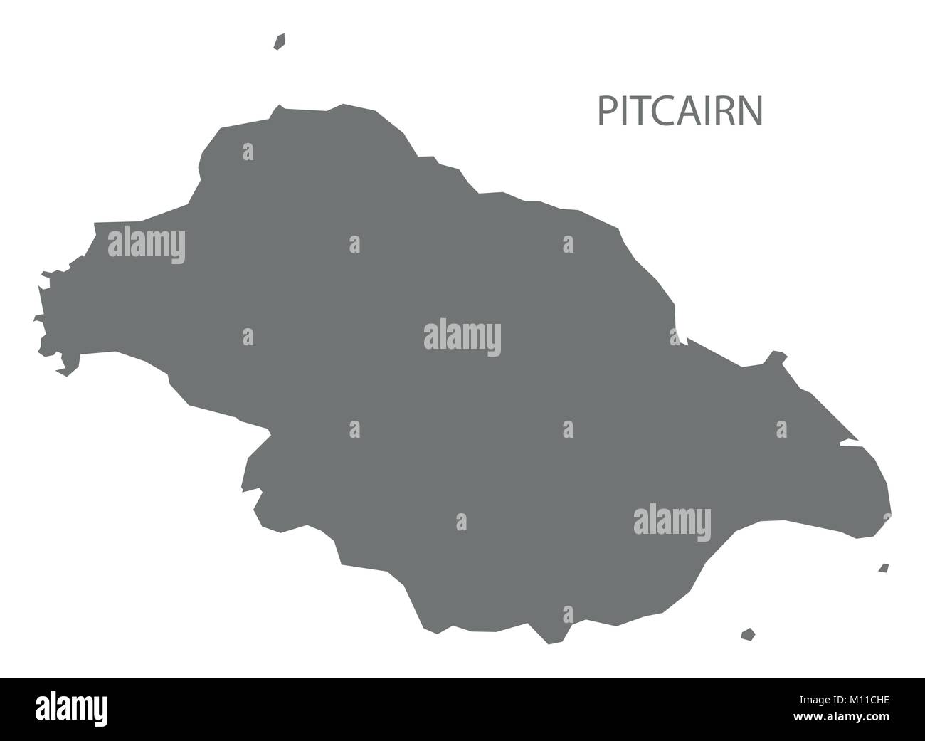 Pitcairn map of Pitcairn Islands grey illustration silhouette shape Stock Vector
