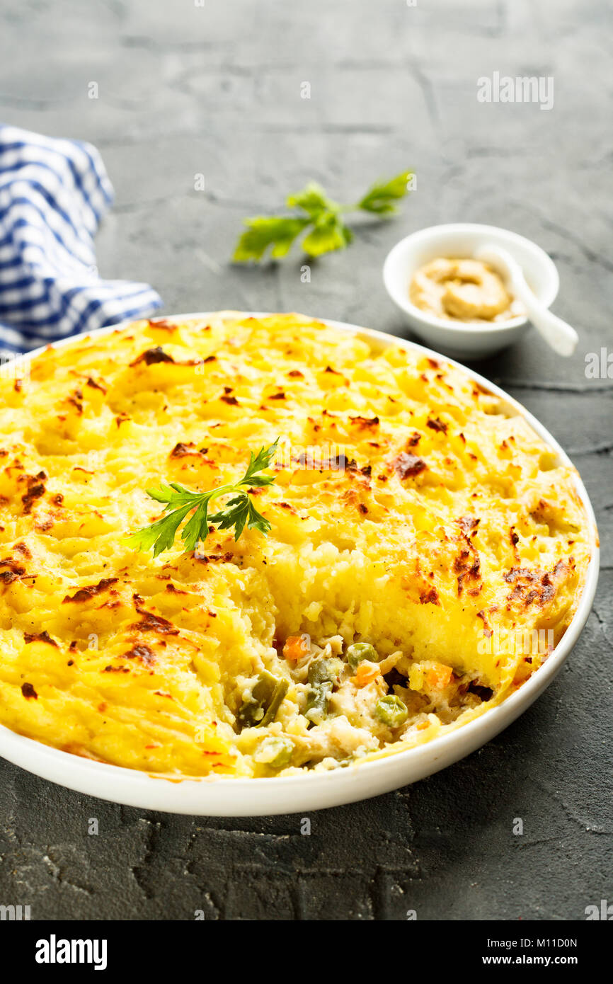 Fish pie with mashed potatoes Stock Photo