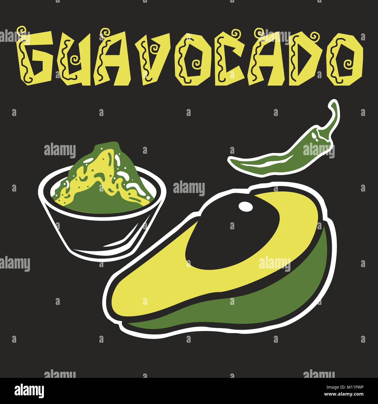 Guacamole Avocado Stock Vector