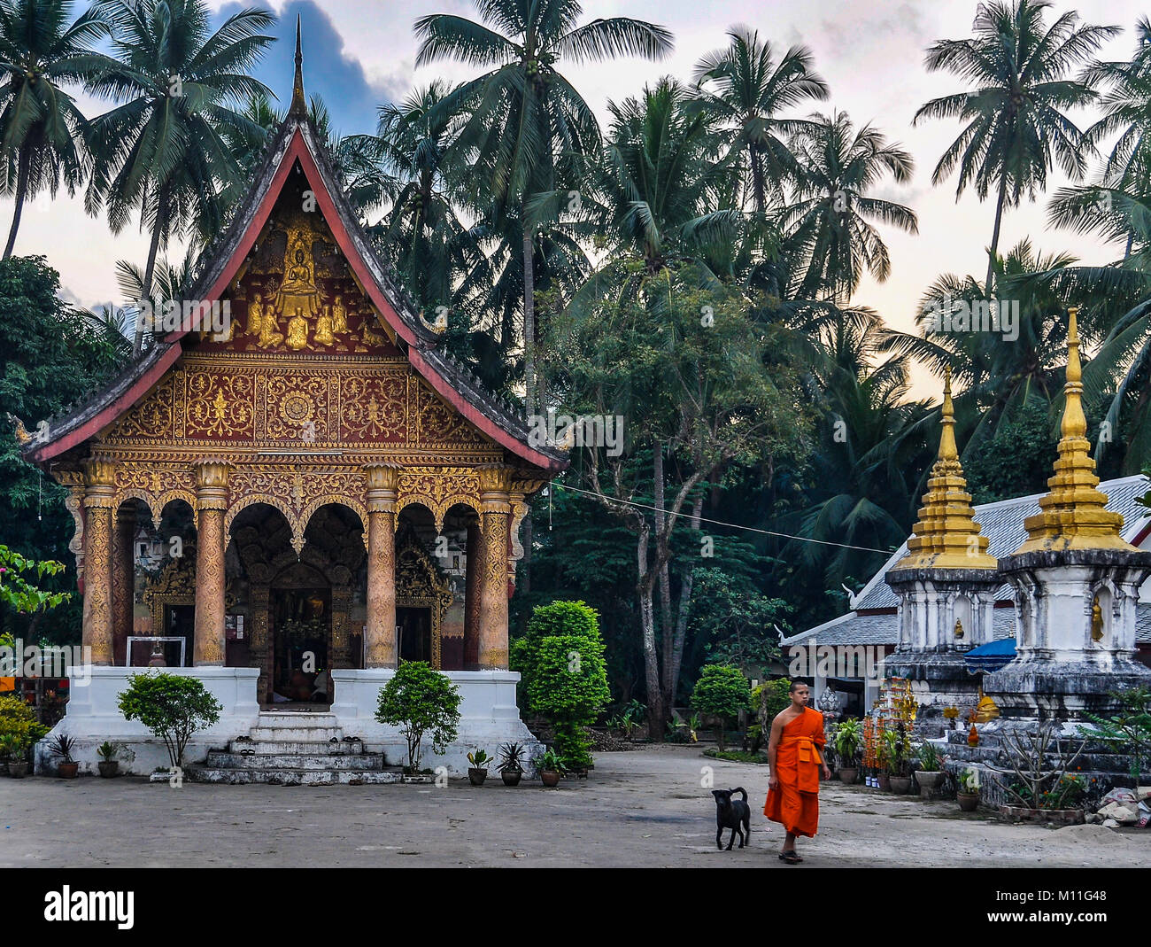 Buddhist temple in UNESCO World Heritage Luang Prabang, Laos Stock Photo