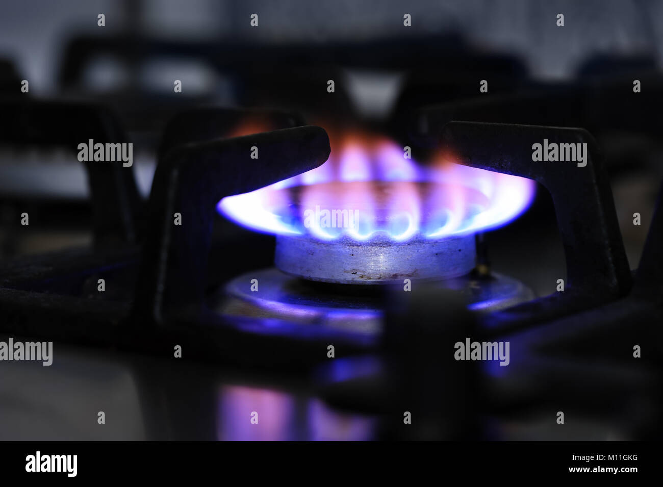 gas stove burner closeup Stock Photo Alamy