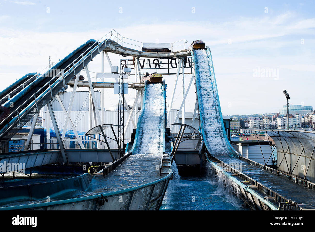 Water slide on Brighton Pier in the summer Stock Photo Alamy