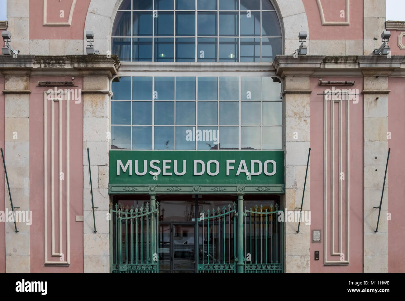 Entrance to the Museu do Fado building, Largo Chafariz de Dentro 1, 1100-139 Lisboa, Portugal Stock Photo