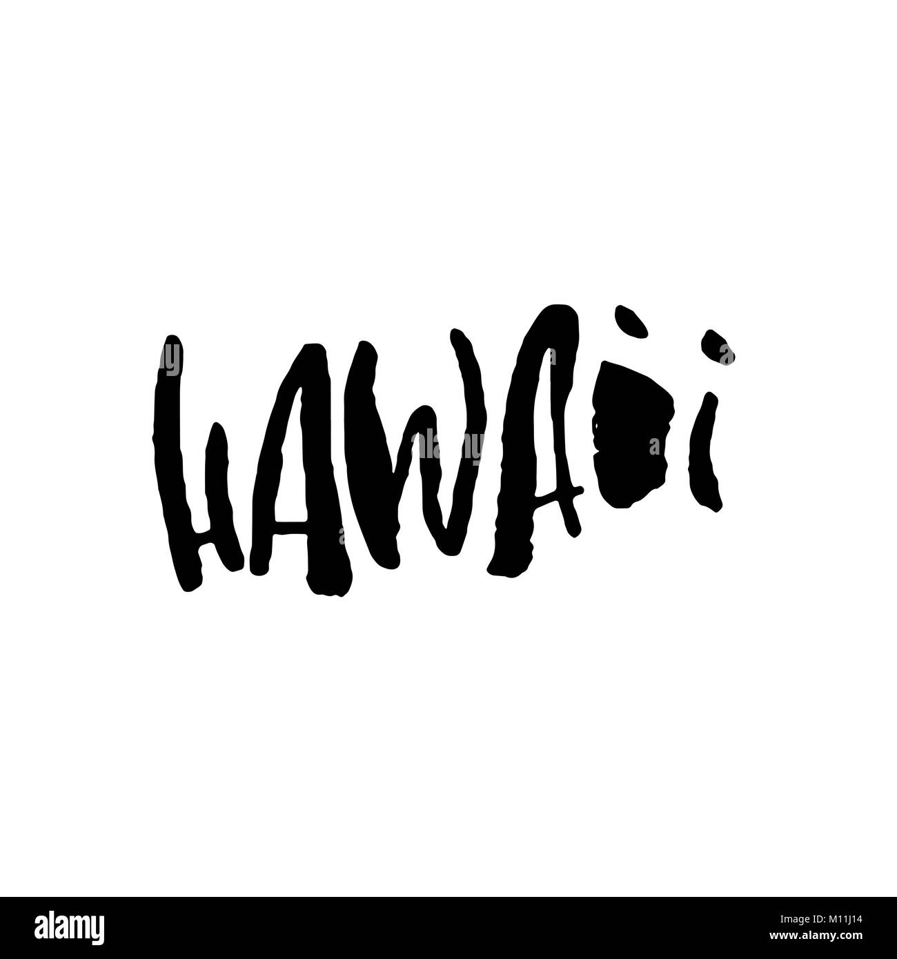 Hawaii. Modern dry brush lettering. Retro typography print. Vector ...