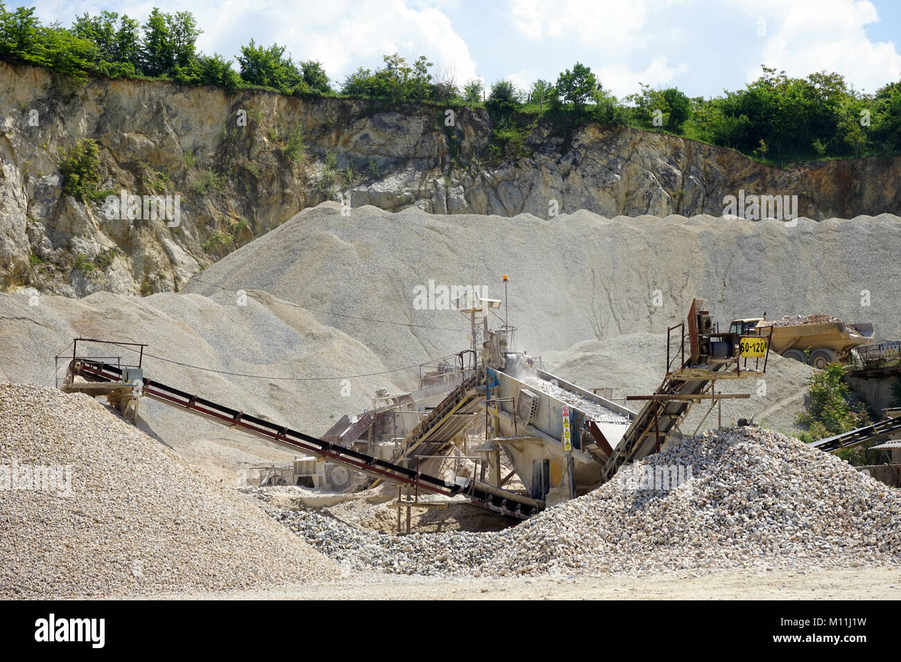Working gravel quarry with machinery Stock Photo Alamy