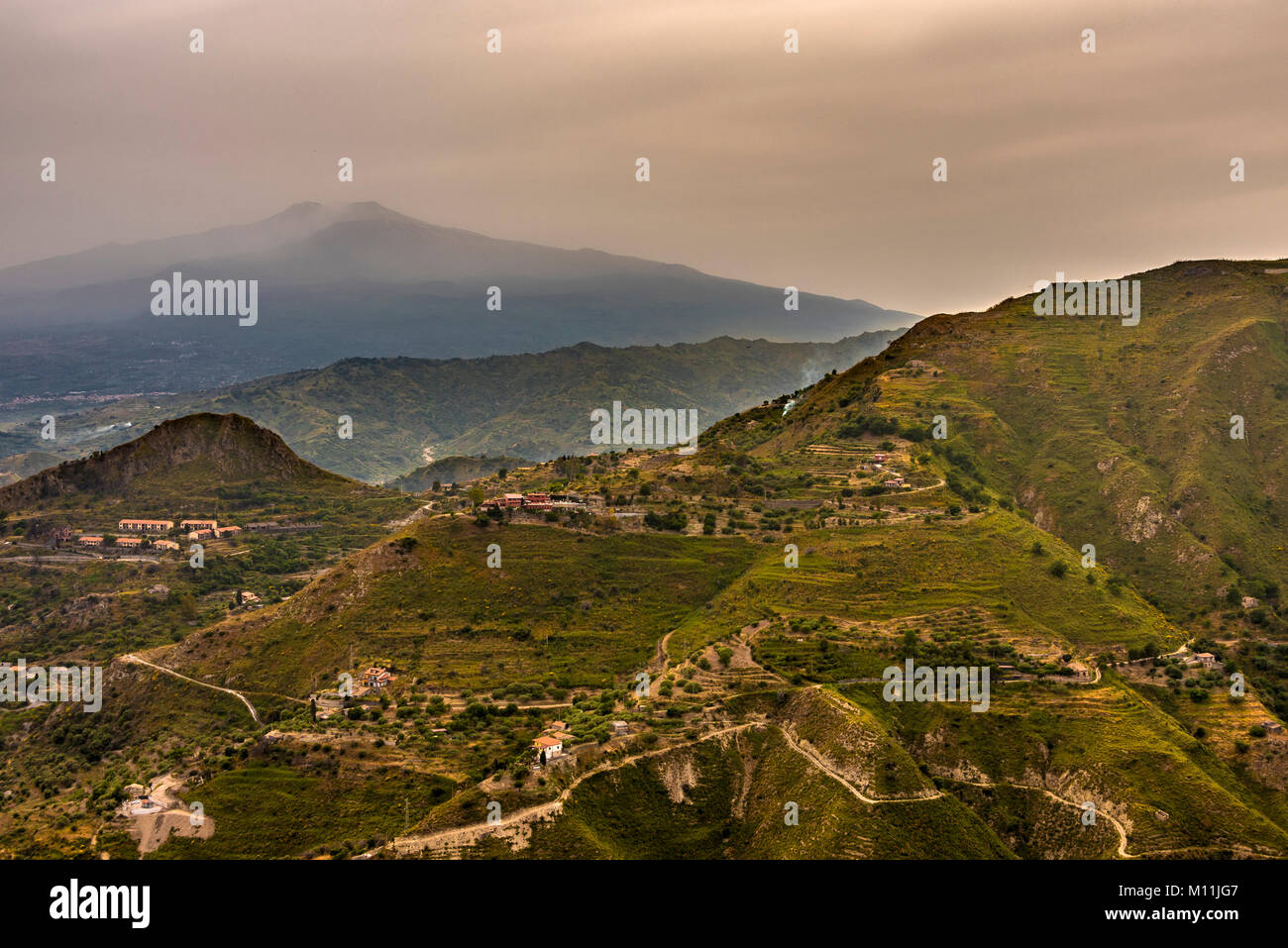 Etna volcano, Sicily, seen from Castelmola, Sicily Stock Photo Alamy