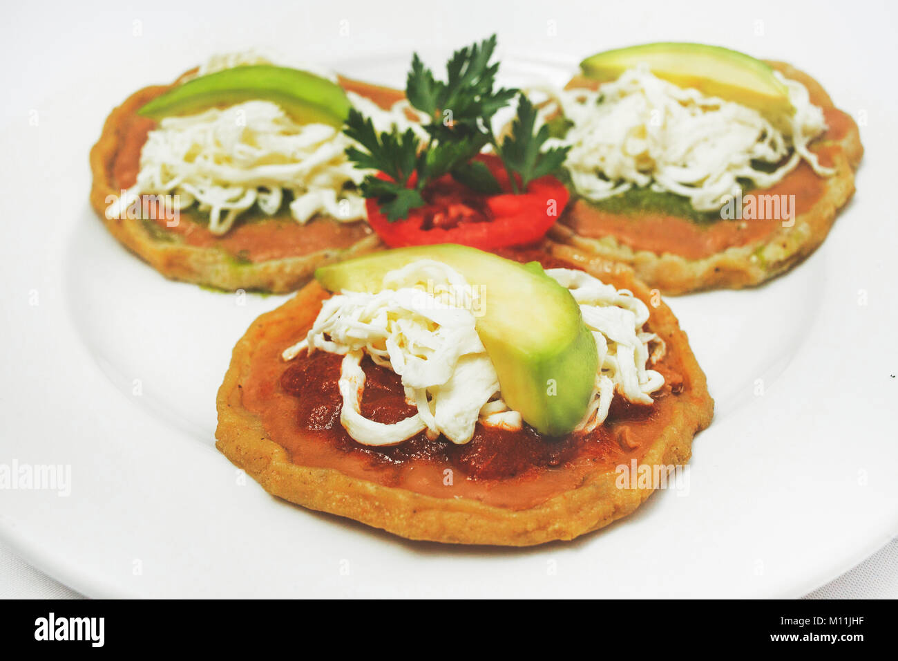 sopes mexican spicy sauce food in mexico city Stock Photo Alamy