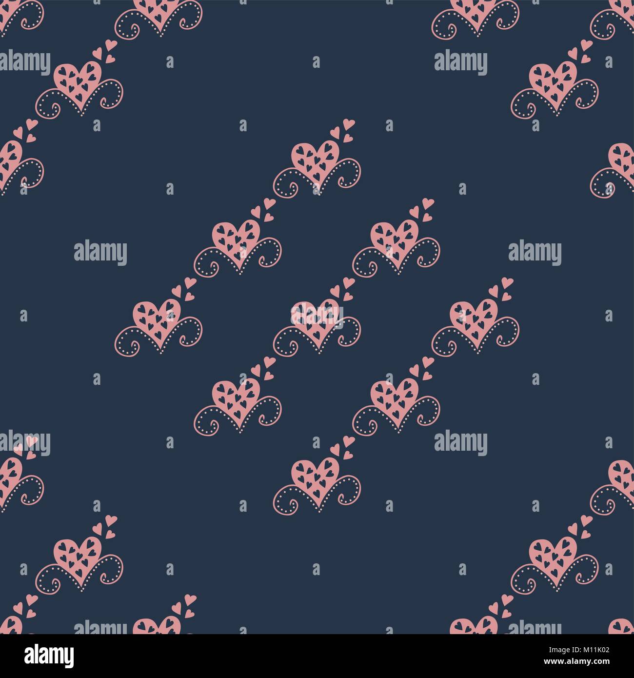 Seamless pattern with hearts. Linen vector illustration Stock Vector ...