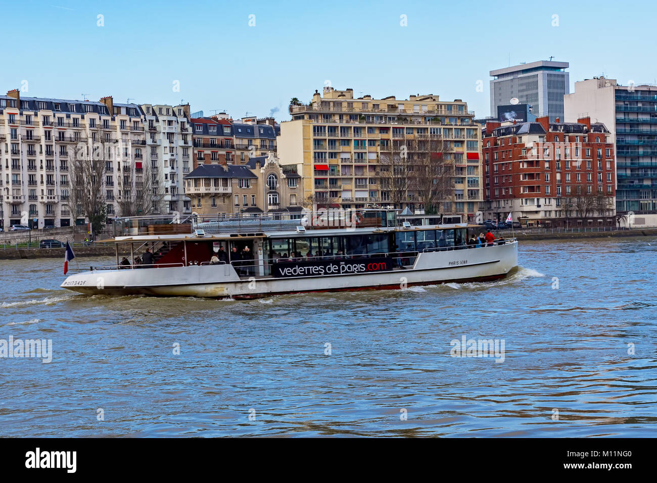 Vedette de Paris over the Seine river - Paris, France Stock Photo