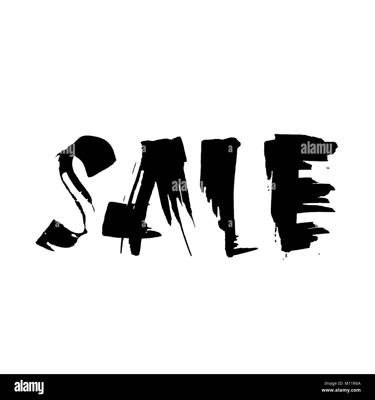 One Sale Lettering Sale handwritten lettering. Grunge dry brush inscription. Typography ...