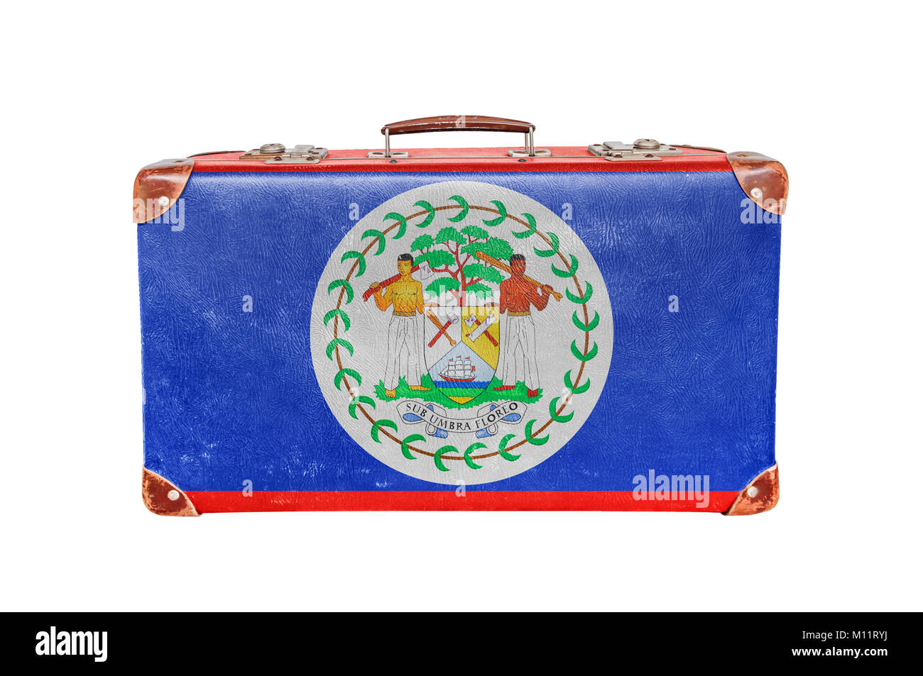 Vintage suitcase with Belize flag Stock Photo