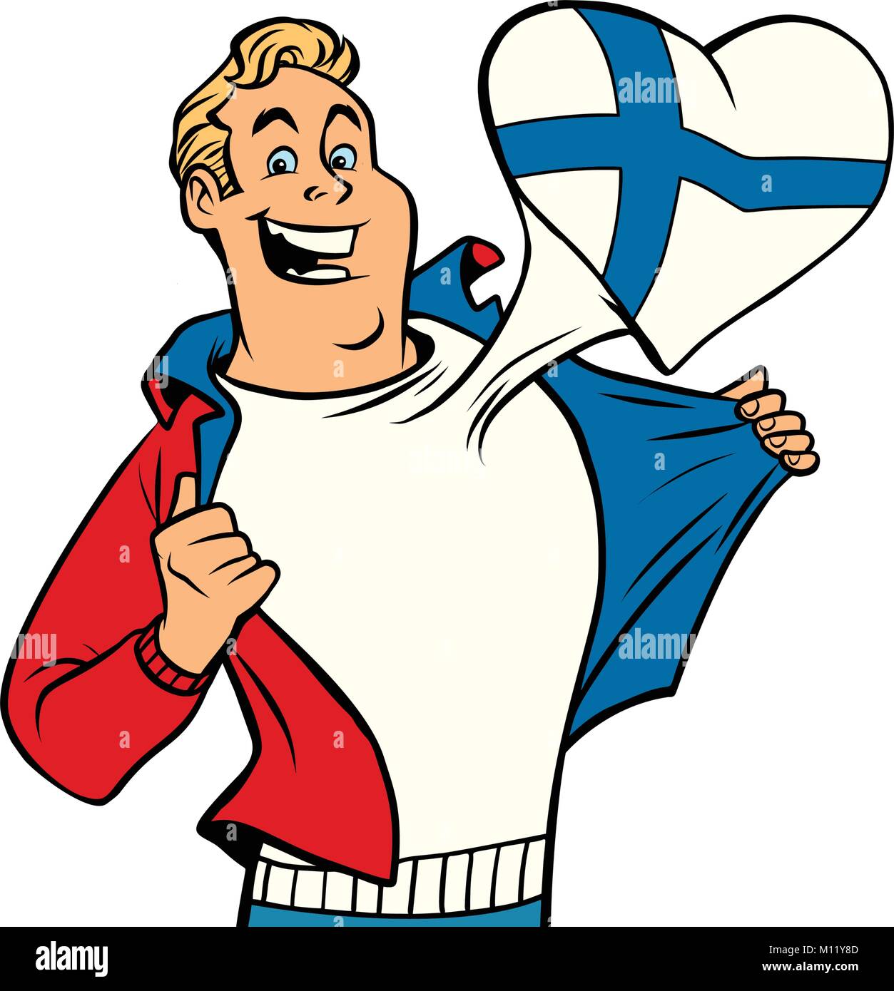 Finland patriot man isolated on white background. Comic cartoon style pop  art illustration vector retro Stock Vector Image \u0026 Art - Alamy, image size:1253x1390