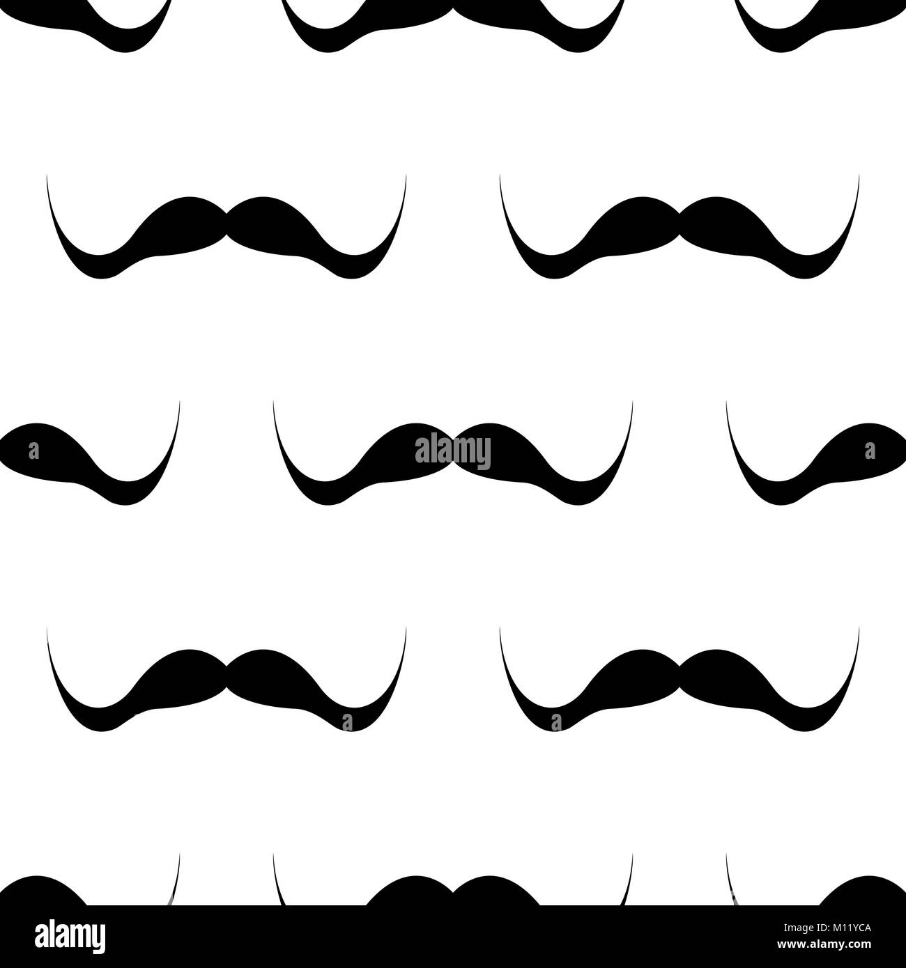Seamless background, mustache on white background.  Stock Vector