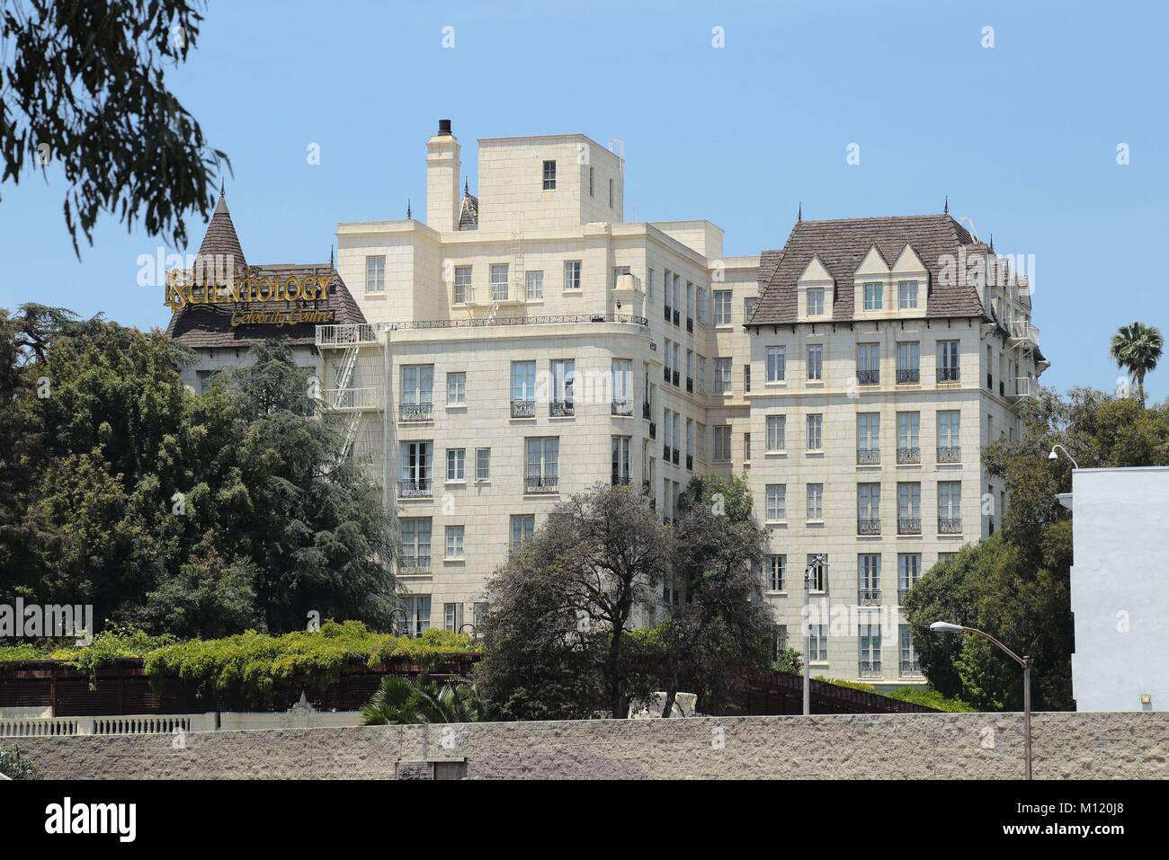 Los Angeles, CA / USA - June 11, 2016: daytime view of the Scientology Celebrity Centre on Franklin Ave. in Hollywood Stock Photo