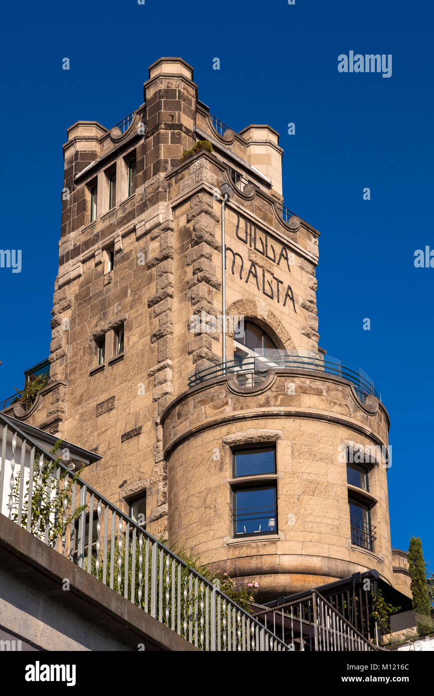 Germany, Cologne, tower of the villa Malta in the district Rodenkirchen.  Deutschland, Koeln, Turm der Villa Malta im Stadtteil Rodenkirchen. Stock Photo