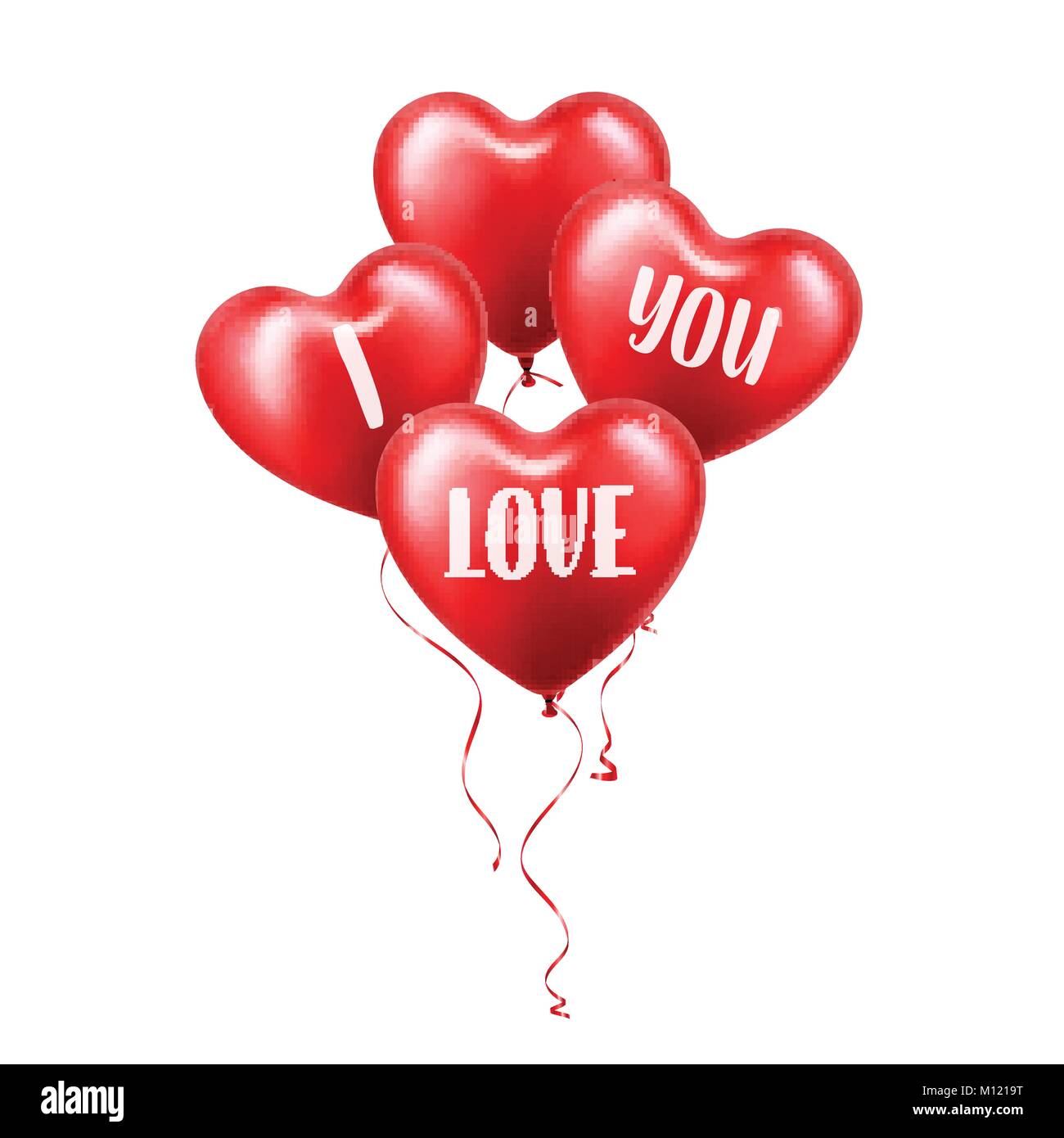 Valentines day red balloon with ribbon. Heart shape. Love, february 14 ...