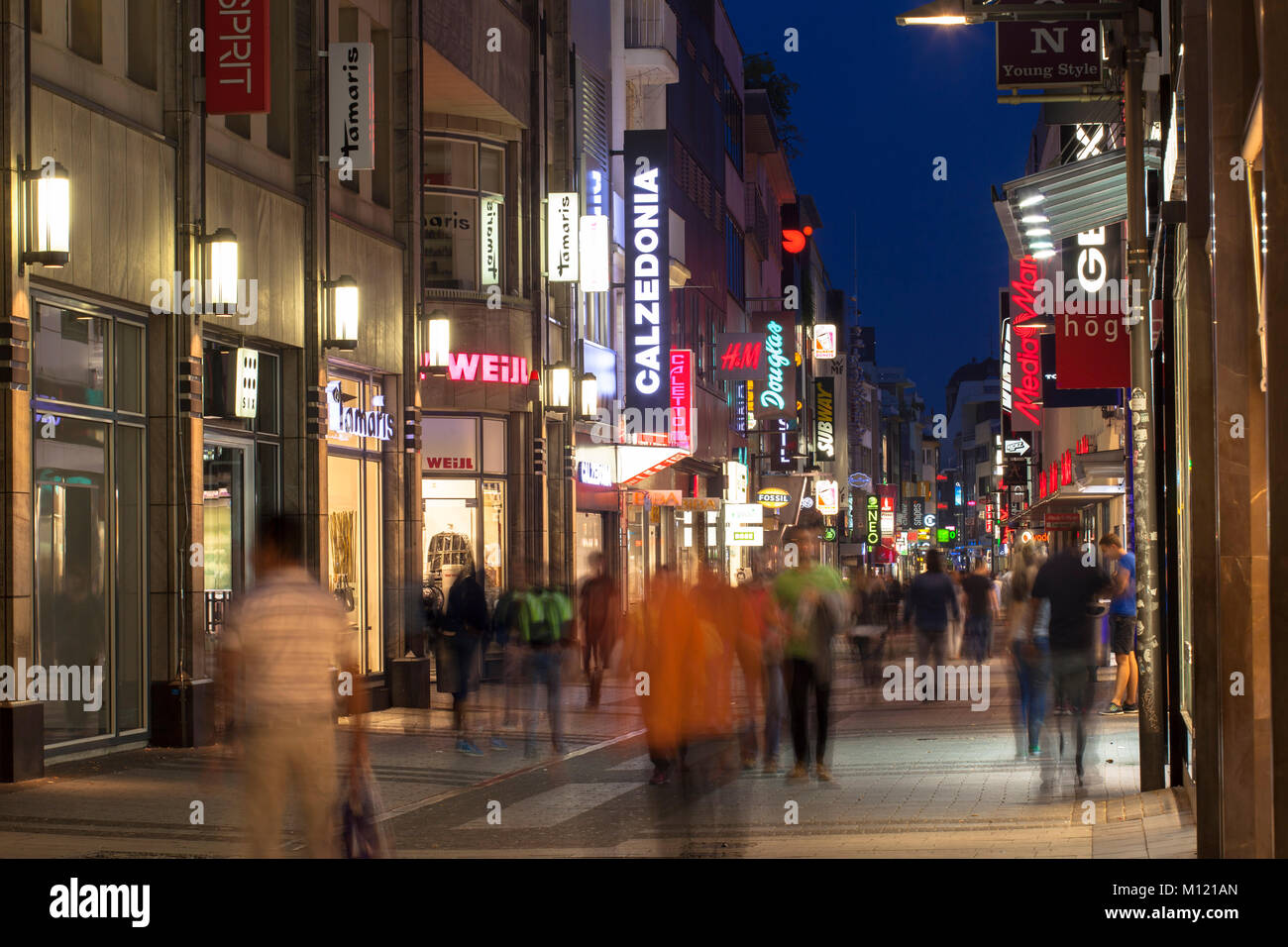 Germany, Cologne, the shopping street Hohe Strasse.  Deutschland, Koeln, die Einkaufsstrasse Hohe Strasse. Stock Photo