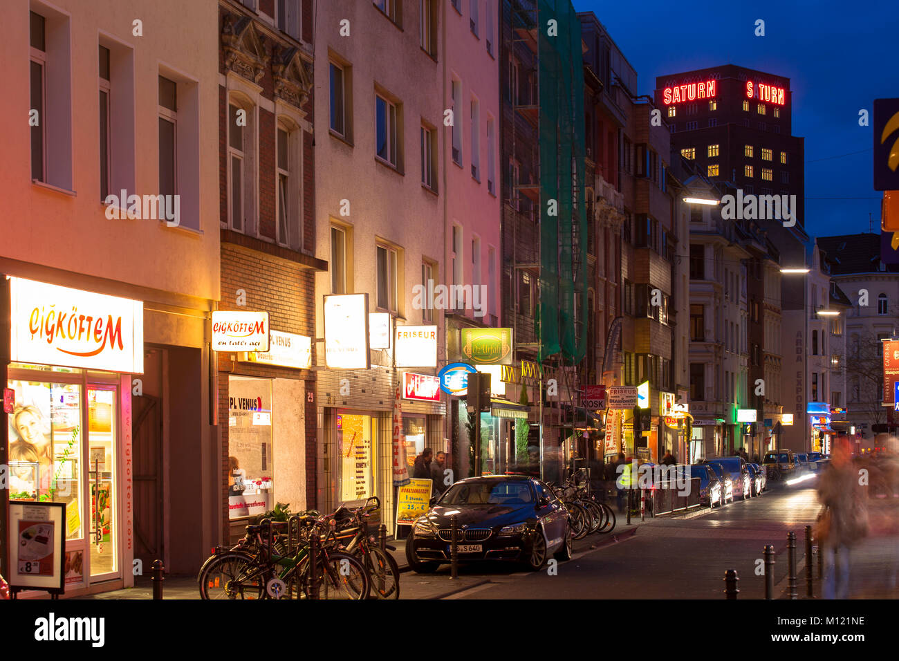 Germany, Cologne, houses at the street Weidengasse in the Eigelstein ...