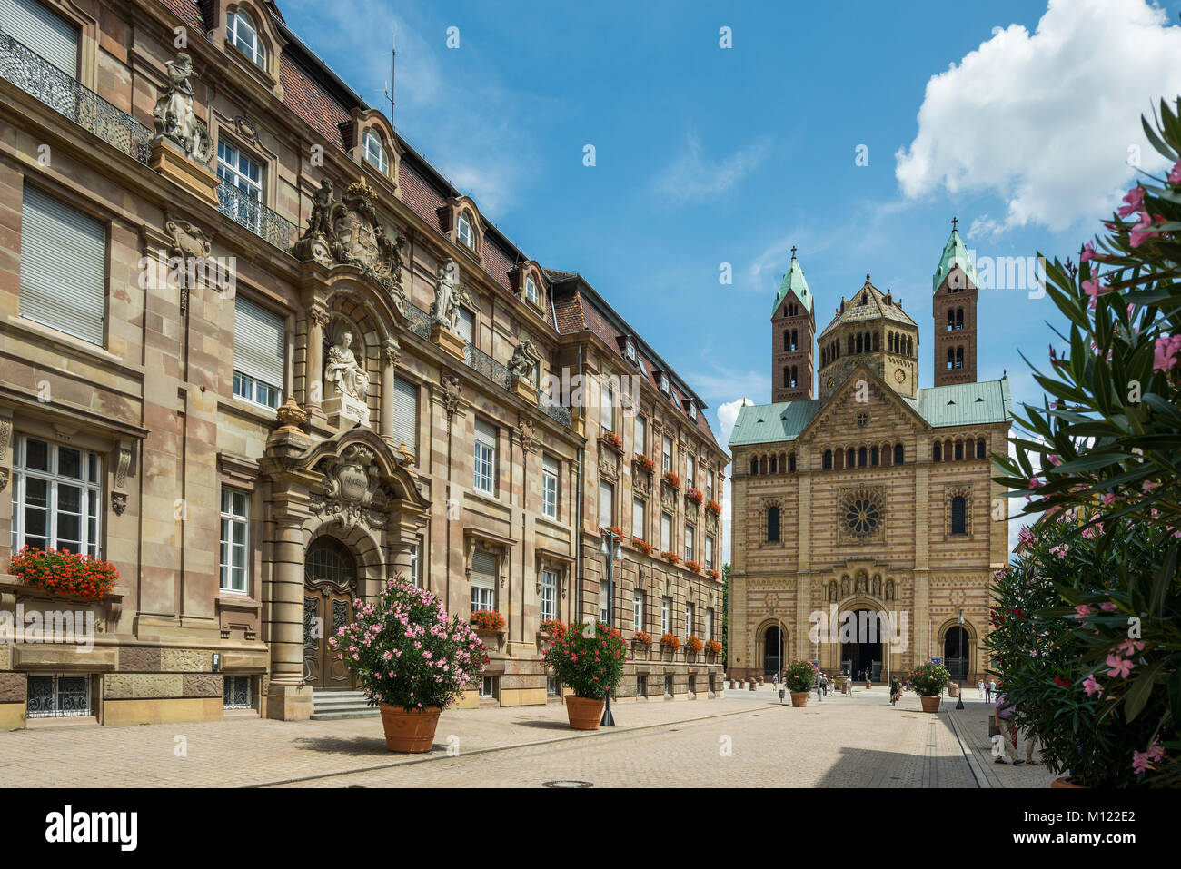 Maximilianstraße with Kaiserdom,Speyer Cathedral,Speyer,Rhineland-Palatinate,Germany Stock Photo