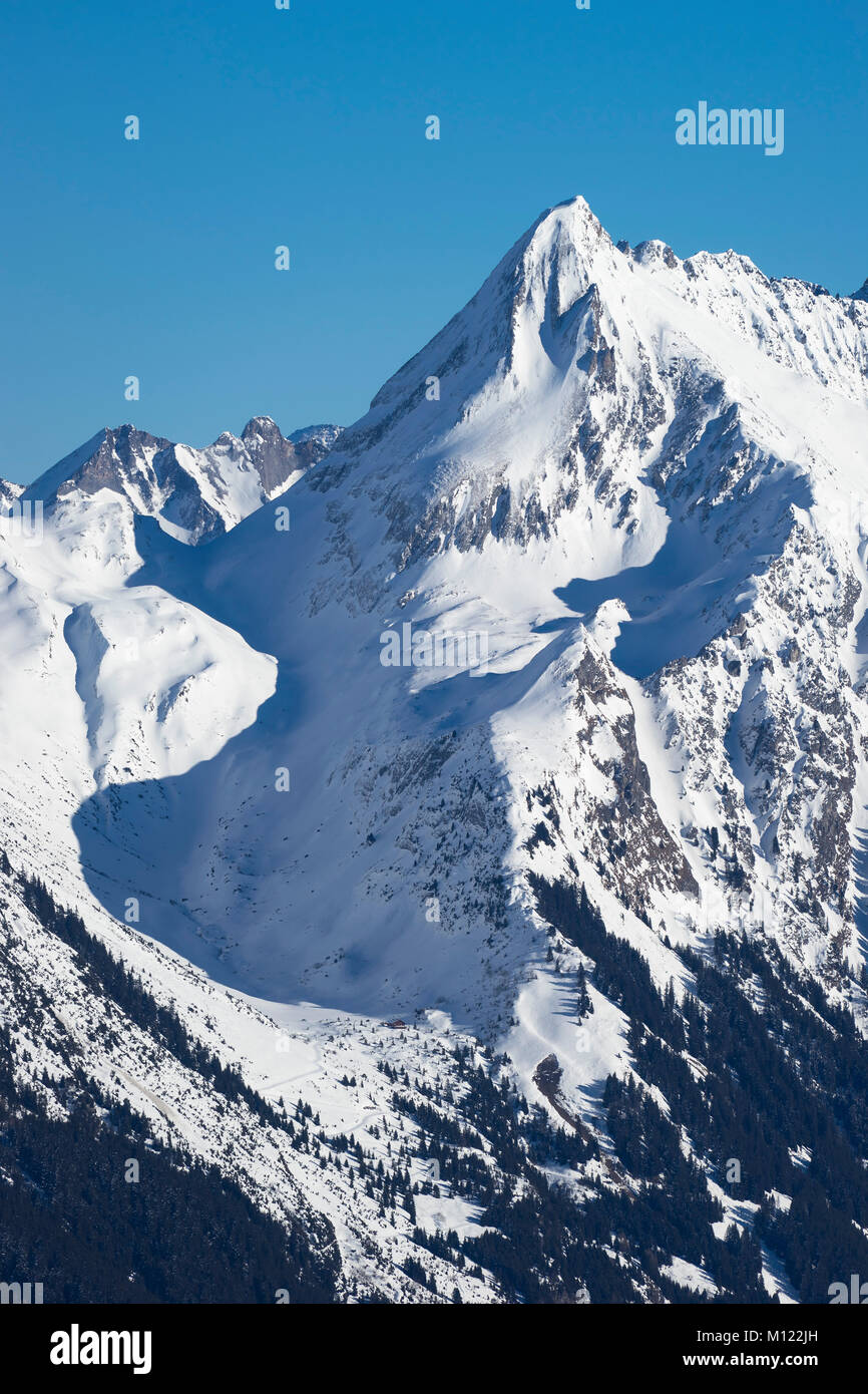 Mountain Brandberger Kolm in winter,Zillertaler Alps,Mayrhofen,Zillertal,Tyrol,Austria Stock Photo