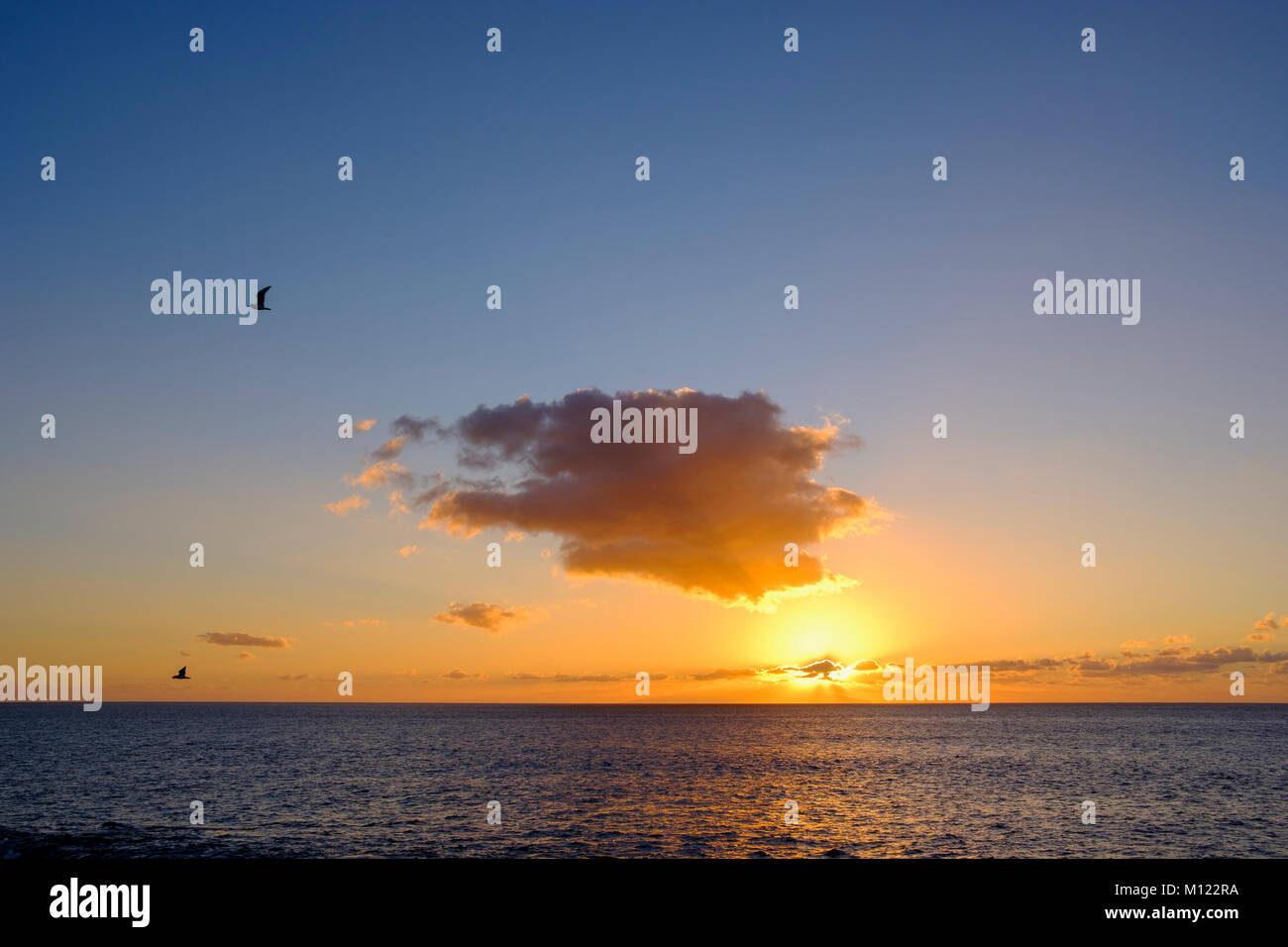 Sunset over Atlantic Ocean,La Gomera,Canary Islands,Spain Stock Photo