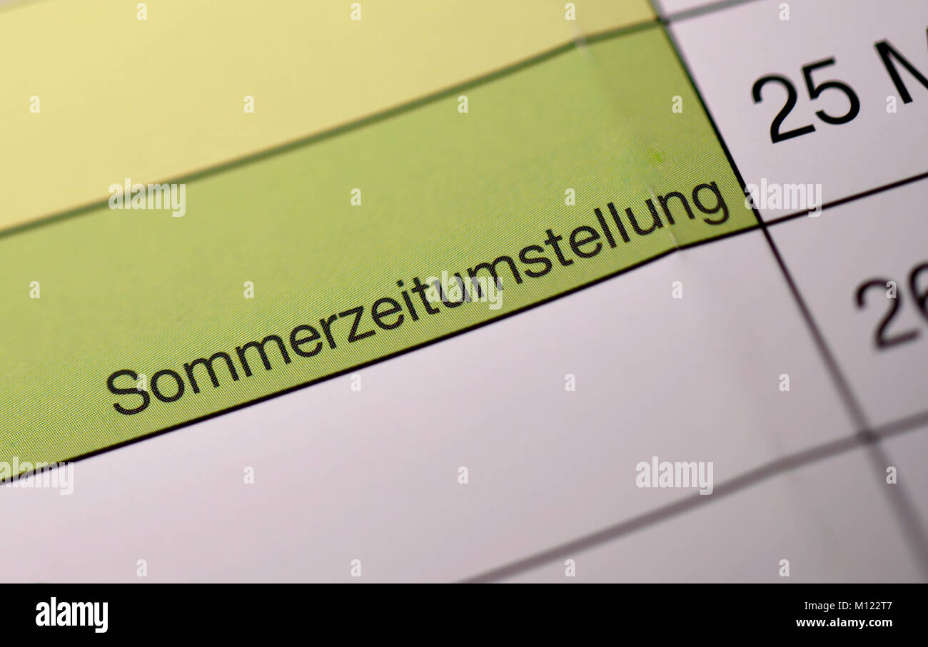 German calendar,summer time changeover Stock Photo