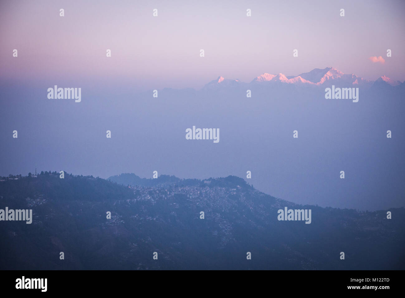 View of Mt Everest, Tiger Hill, Darjeerling Stock Photo