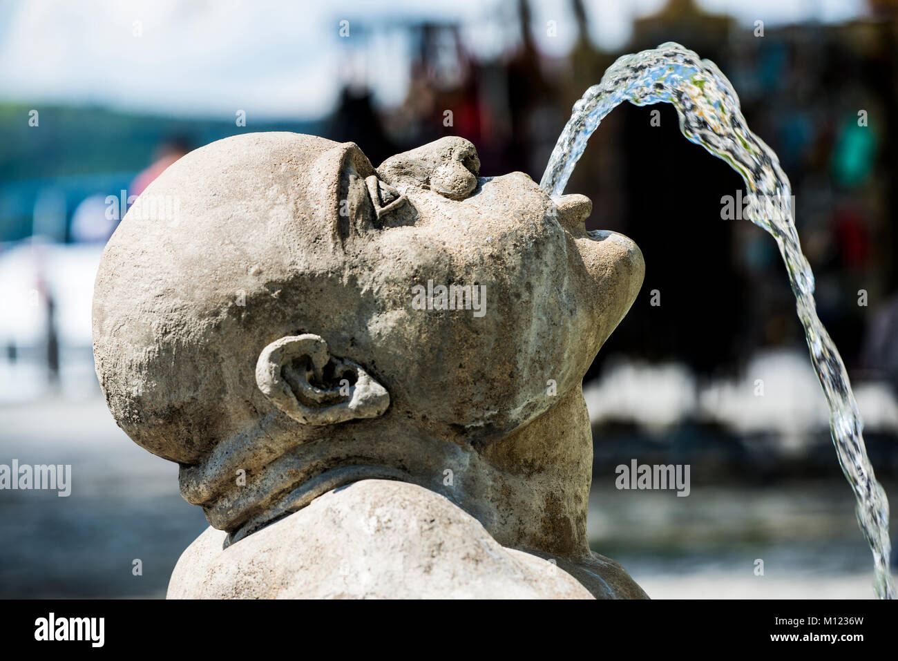 Fountain figure,gargoyle by Peter Lenk,Überlingen,Lake Constance,Baden-Württemberg,Germany Stock Photo