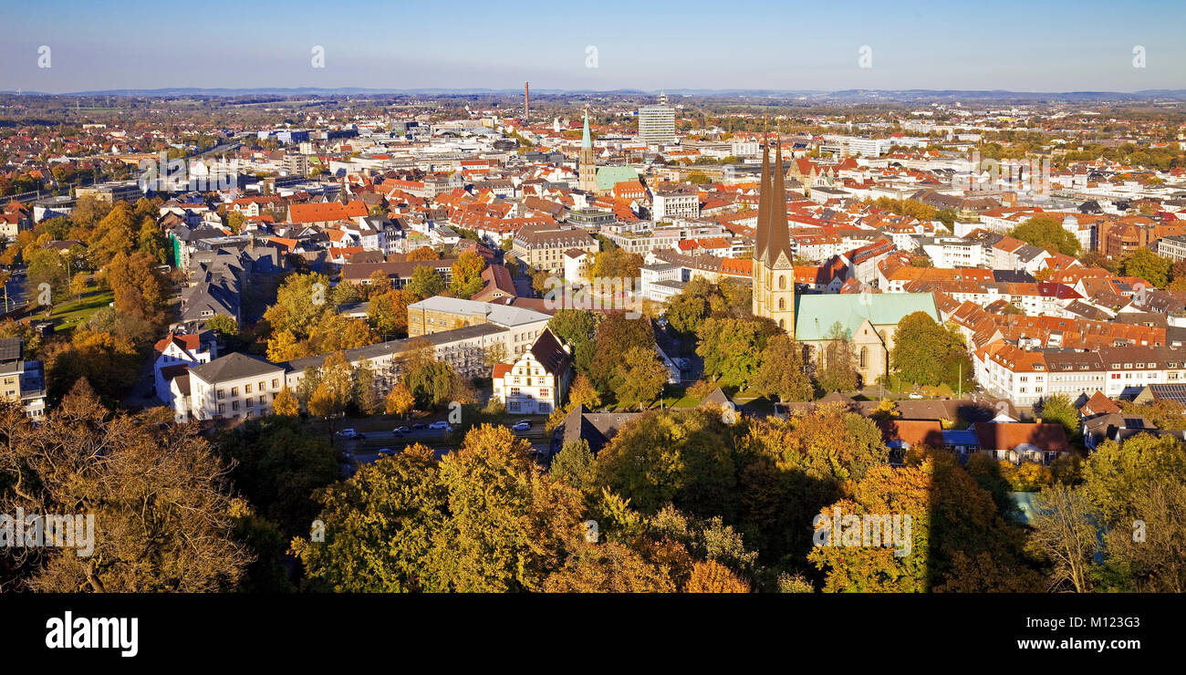 City view with Neustädter Marienkirche from Sparrenburg Castle,Bielefeld,East Westphalia-Lippe,North Rhine-Westphalia Stock Photo