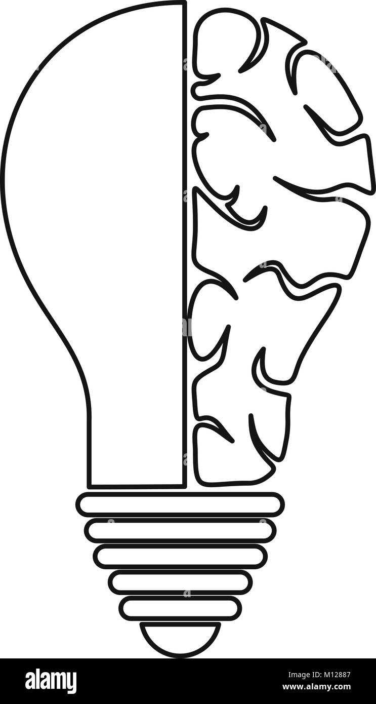 Brain lamp icon outline Stock Vector Image & Art - Alamy