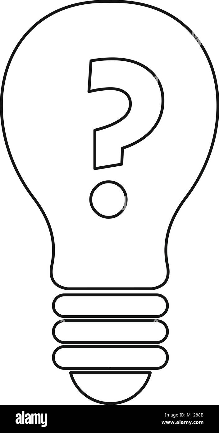 Light Bulb With Question Mark Inside Icon Outline Stock Vector Image And Art Alamy