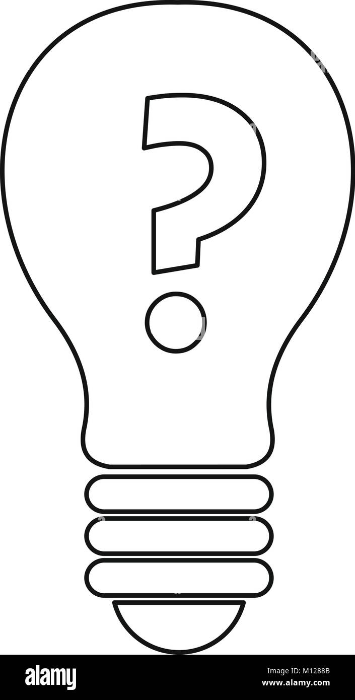 Light bulb with question mark inside icon outline Stock Vector Image ...