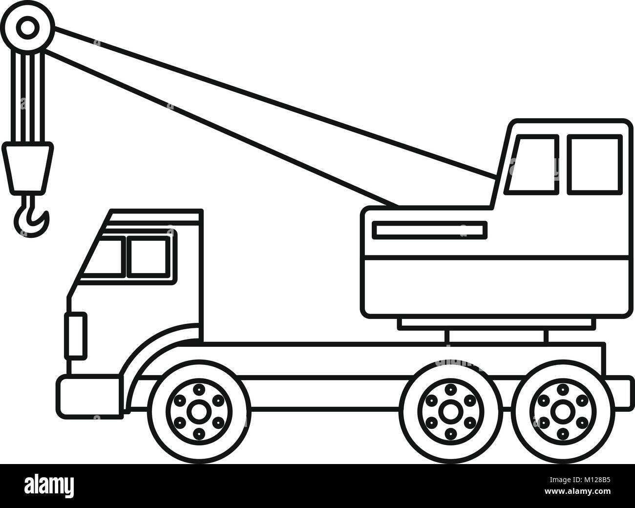 Truck crane icon outline Stock Vector