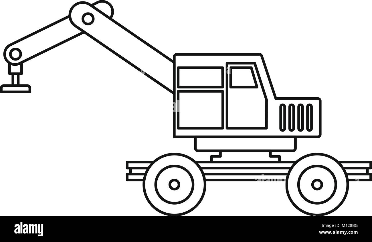Crane truck icon outline Stock Vector