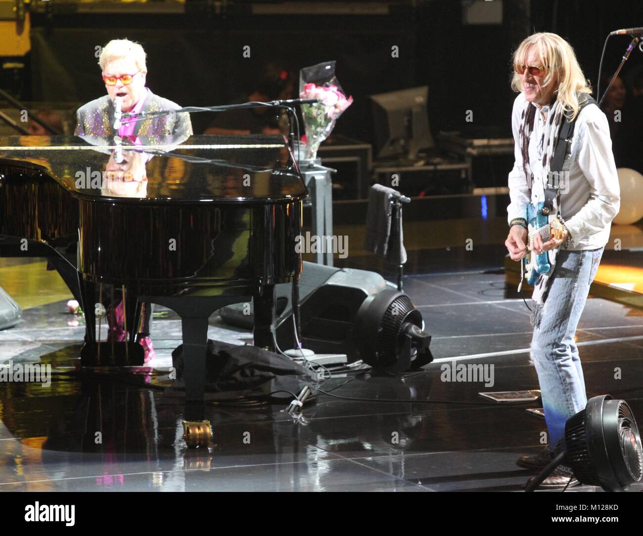 Elton John and Davey Johnston  Madison Square Garden NY 12/4/2013 photo Michael Brito Stock Photo