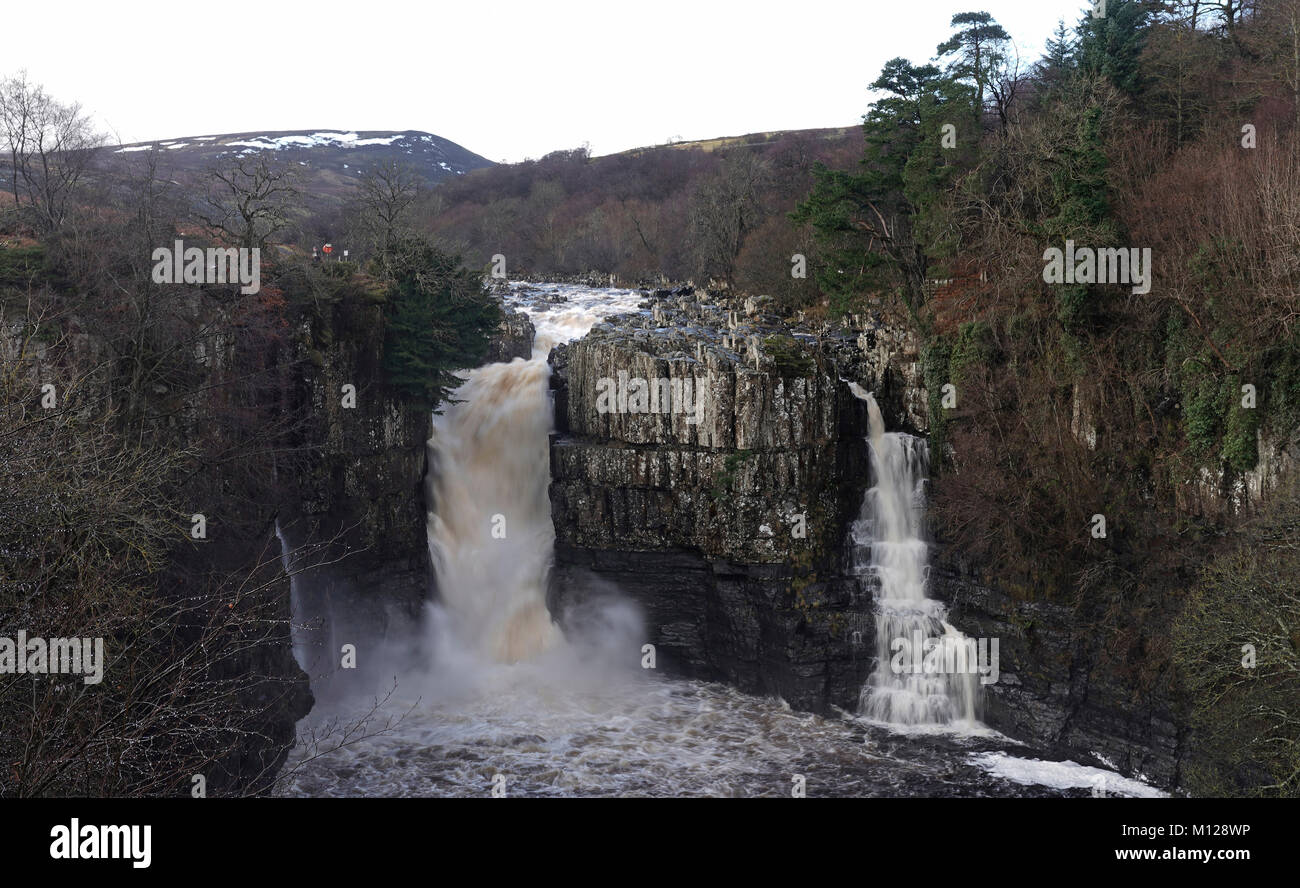 The High Force Waterfall in the Forest-in-Teesdale, in the Durham Dales. Stock Photo